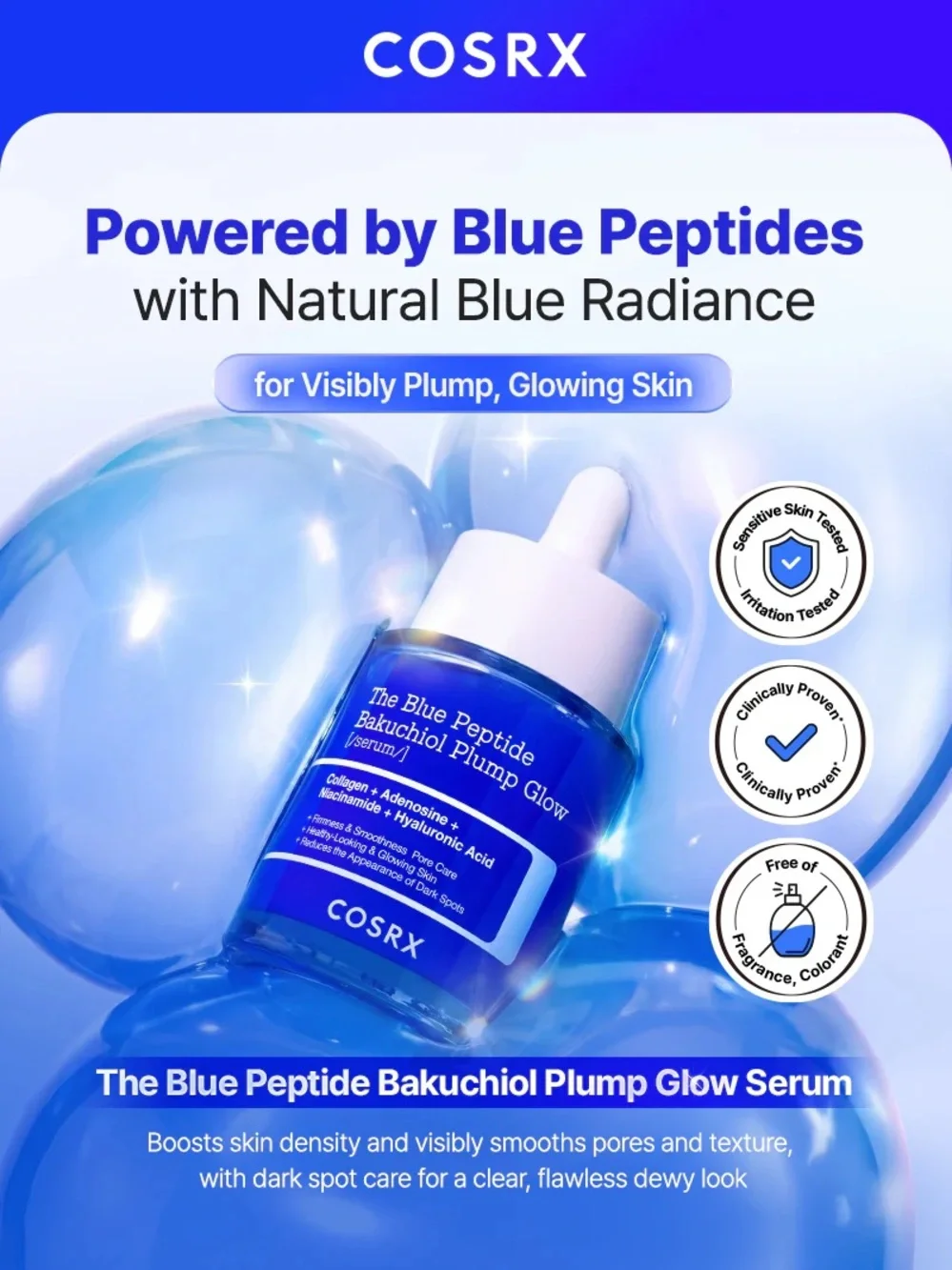 NWT COSRX Blue Peptide Bakuchiol Plump Glow Serum